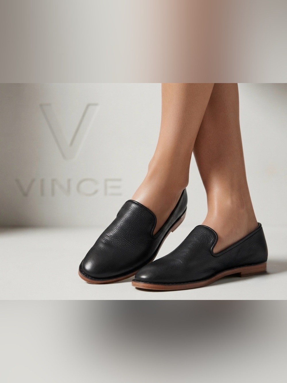 Authentic Vince soft black leather designer loafers sz 8.5 Euro 39.5